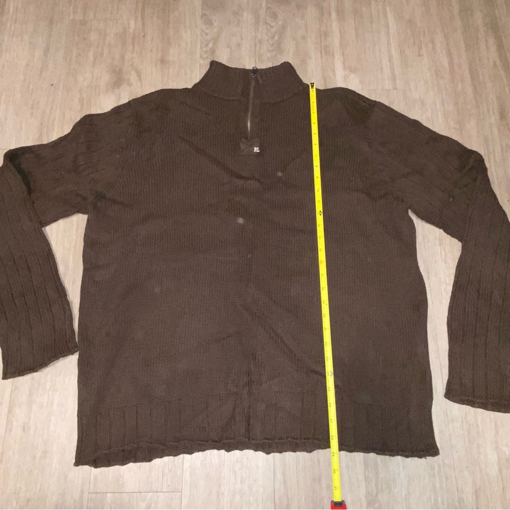 :::VINTAGE:::Men's polo jeans company 1/4 zip Brown Sweater size XXL - Picture 8 of 10